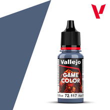Vallejo Game Color Elfic Blue 72117 18ml bottle with rich medium blue tone for miniature painting and modeling.