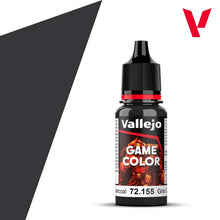 Vallejo Game Color Extra Opaque Heavy Charcoal bottle with rich dark gray paint for miniature and model painting.