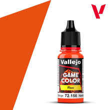 Vallejo Game Color Fluo Orange fluorescent orange paint bottle for detailed miniature and model painting.