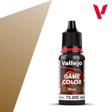 Vallejo Game Wash Sepia 18ml bottle with brown sepia shade for detailed game color painting and washes.