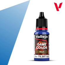 Vallejo Game Wash Blue 73207 18ml bottle of blue wash for miniature painting from Vallejo Game Color series.
