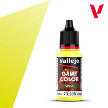 Vallejo Game Wash Yellow 18ml bottle of yellow wash paint from Vallejo Game Color series for miniature detailing