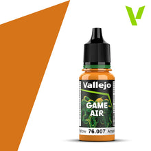 Vallejo Game Air Gold Yellow acrylic paint for airbrushing figures with fast drying and matt finish.