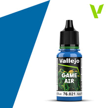 Vallejo Game Air Magic Blue acrylic paint bottle for airbrushing fantasy and sci-fi models with matte finish.
