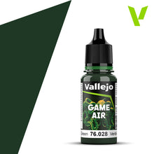 Vallejo Game Air Dark Green acrylic paint for airbrushing fantasy and sci-fi models with fast-drying matte finish.