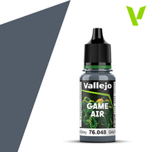 Vallejo Game Air Sombre Grey acrylic airbrush paint bottle with matte finish for miniatures and models.