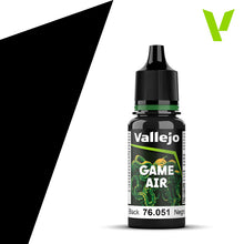 Vallejo Game Air Black acrylic paint for airbrushing fantasy, war-games, and sci-fi figures with smooth matte finish