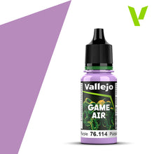 Vallejo Game Air Lustful Purple acrylic paint bottle designed for airbrushing miniatures with fast-drying matte finish.