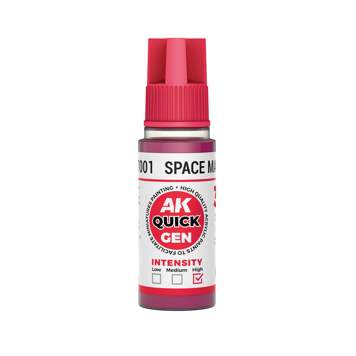 AK Interactive Quick Gen Space Magenta 18ml bottle with bold magenta paint for sci-fi models and fantasy armor.