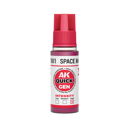 AK Interactive Quick Gen Space Magenta 18ml bottle with bold magenta paint for sci-fi models and fantasy armor.