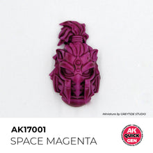 AK Interactive Quick Gen Space Magenta on fantasy armor miniature showing rich magenta matte finish and surface detail.