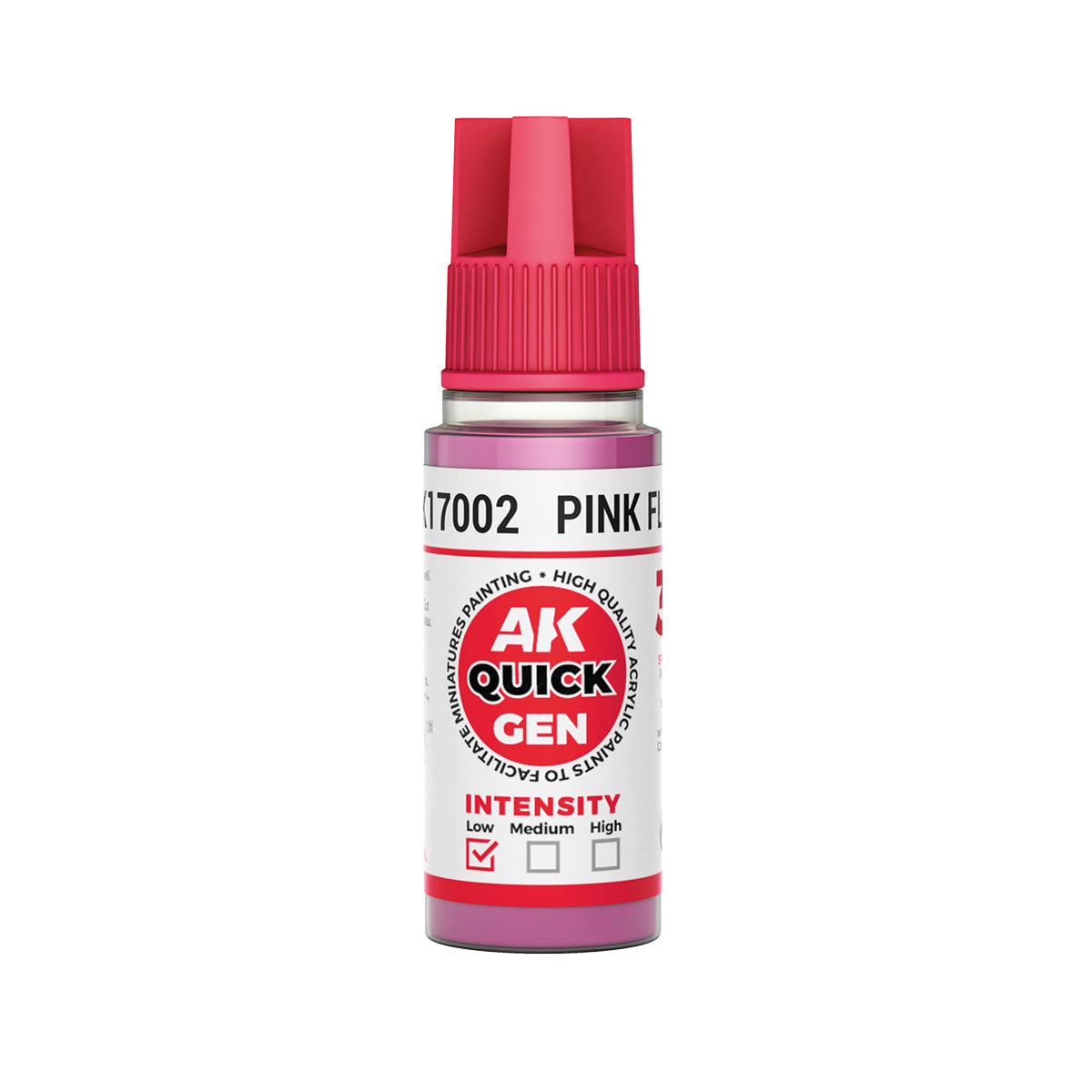AK Interactive Quick Gen Pink Flesh 18ml bottle with soft natural tone paint for fantasy skin and miniature details.