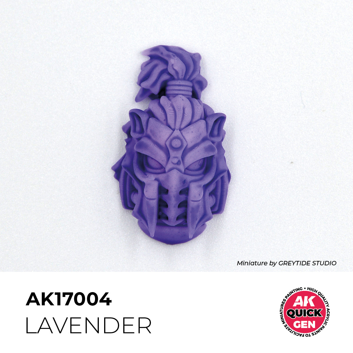 AK Interactive Quick Gen Lavender miniature helmet painted in soft matte lavender, ideal for magical and fantasy themes.