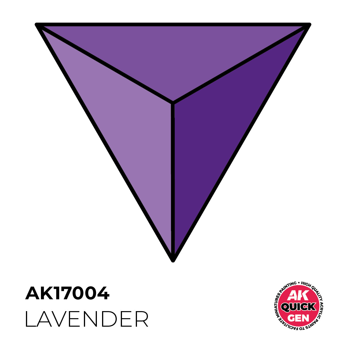 AK Interactive Quick Gen Lavender showing light and dark lavender shades for smooth, matte airbrush contrast paint effects.