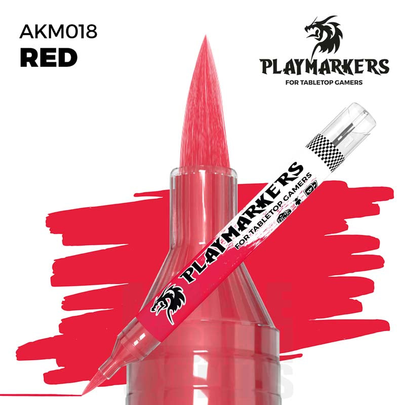 AK Interactive Playmarker Red paint pen with brush tip for vibrant, high-adhesion miniature painting