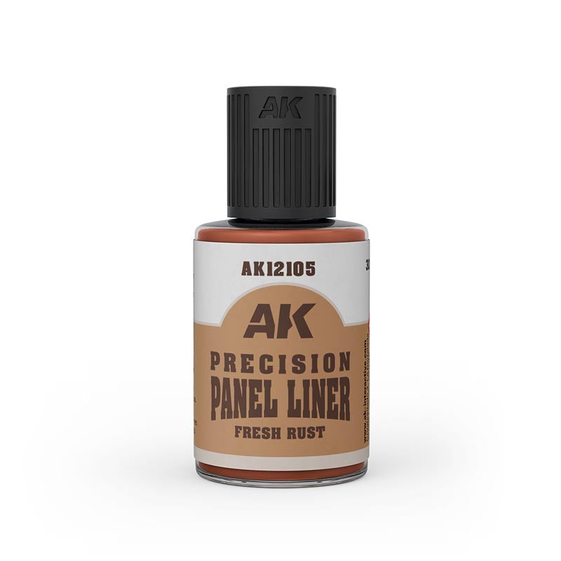 AK Interactive Precision Panel Liner Fresh Rust 30ml enamel wash bottle for scale model weathering, rust effects, and panel line detailin