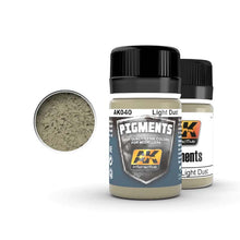 AK Light Dust pigment bottles showing fine, high-quality dry pigment for easy weathering and dusting effects by AK Interactive.