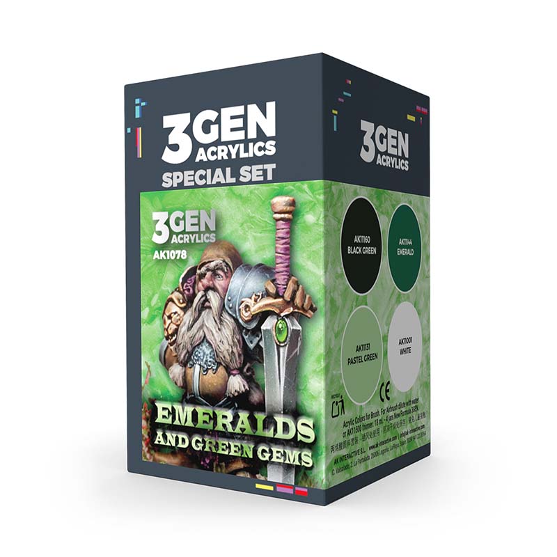 AK Interactive Wargame Paint Set Emeralds and Green Gems