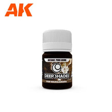 AK Deep Shades Pure Grime 35ml concentrated washing paint for defining and highlighting wargame models and figures.