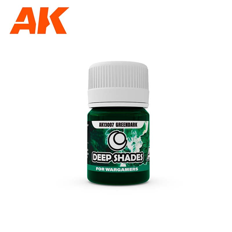 AK Deep Shades Green dark 35ml wash paint for detailed model shading and highlighting in fantasy and sci-fi wargaming.