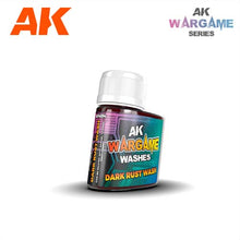 AK Wargame Washes Dark Rust Wash 35ml bottle for defining and highlighting wargame models with concentrated paint.