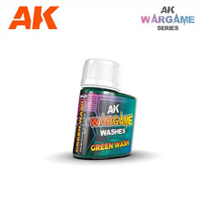 AK Wargame Washes Green Wash 35ml for highlighting and defining fantasy and sci-fi model details with concentrated green paint.
