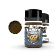AK Burnt Umber pigment by AK Interactive, fine dry pigment for realistic modeling effects and versatile application.