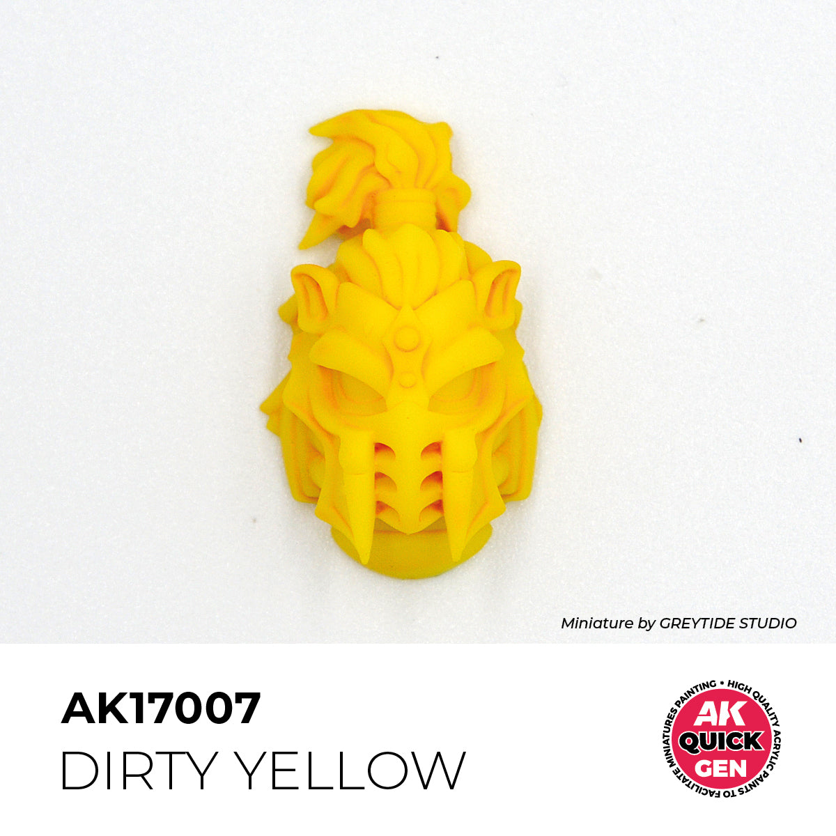 AK Interactive Quick Gen Dirty Yellow miniature painted in earthy rugged yellow ideal for weathered terrain and grimdark settings.