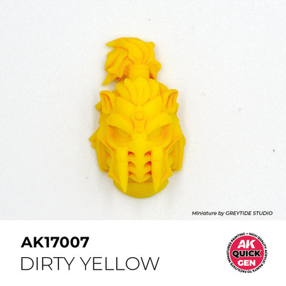 AK Interactive Quick Gen Dirty Yellow miniature painted in earthy rugged yellow ideal for weathered terrain and grimdark settings.