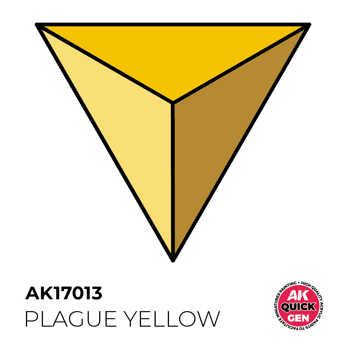 AK Interactive Quick Gen Plague Yellow contrast paint with sickly greenish-yellow tone for miniatures and terrain effects.