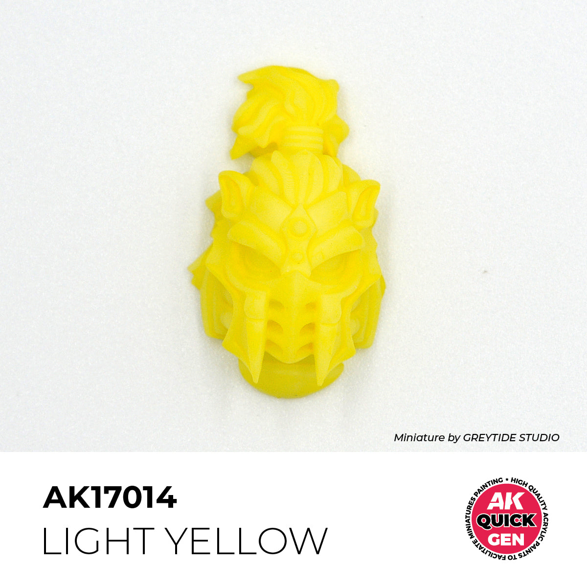 AK Interactive Quick Gen Light Yellow miniature helmet painted in soft yellow with matte finish highlighting fine details.