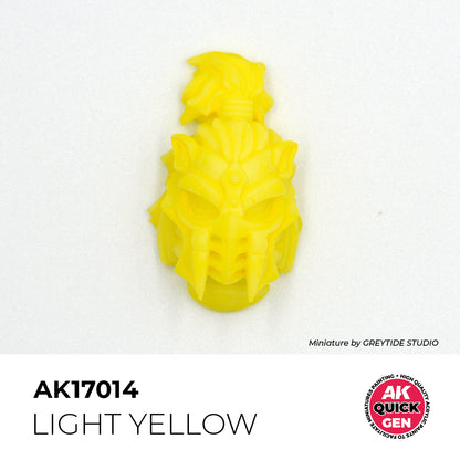 AK Interactive Quick Gen Light Yellow miniature helmet painted in soft yellow with matte finish highlighting fine details.