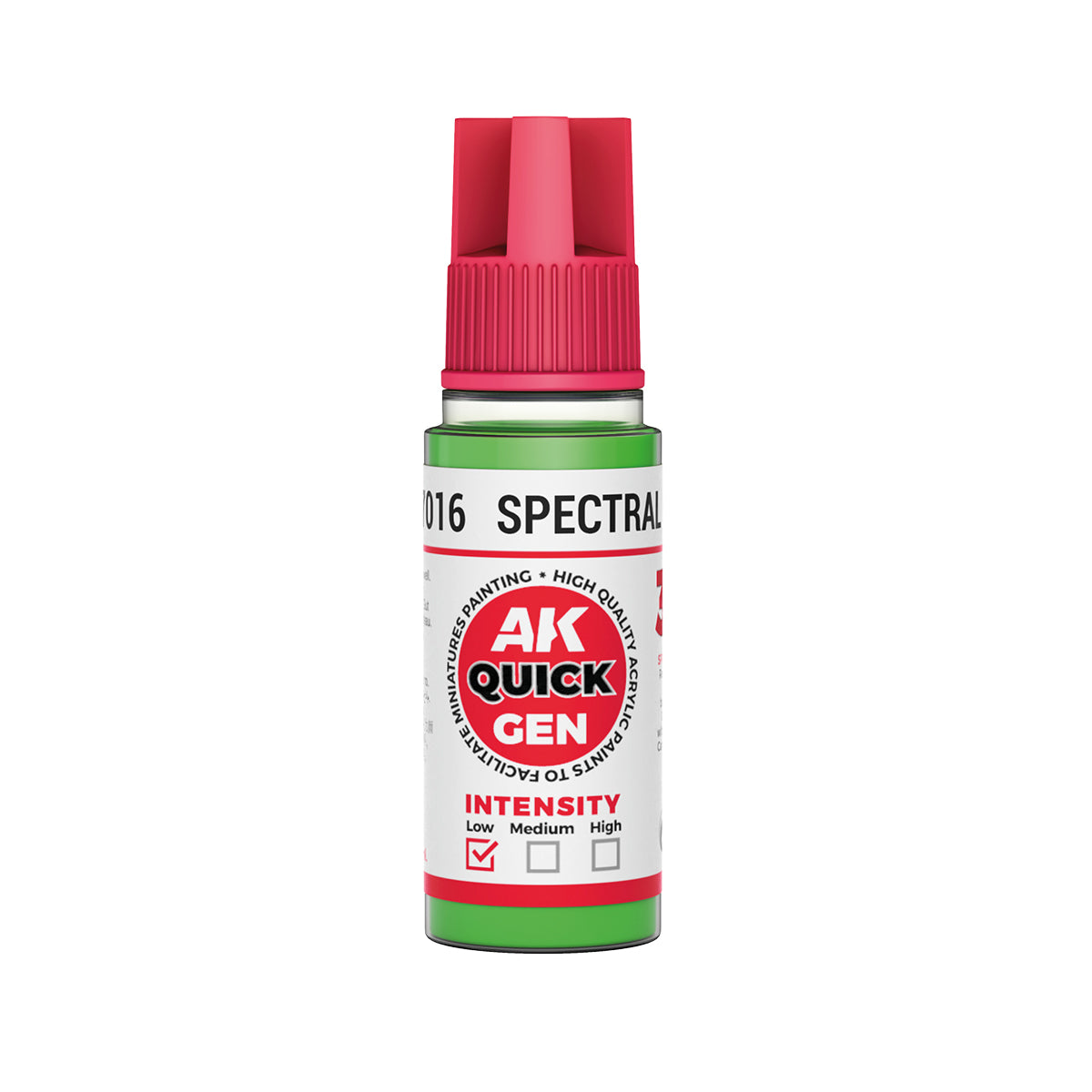 AK Interactive Quick Gen Space Green paint bottle, vibrant green for sci-fi models, panels, and glowing effects.