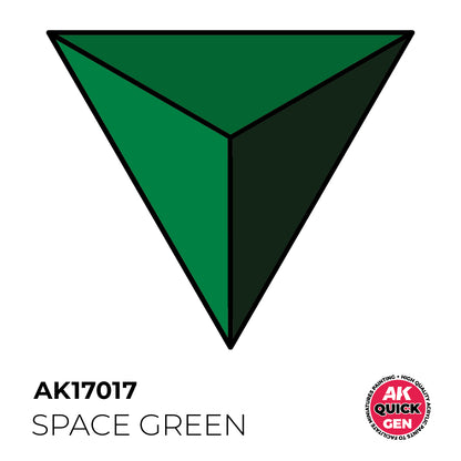 AK Interactive Quick Gen Space Green shows a vivid synthetic green shade for sci-fi models and futuristic detailing.