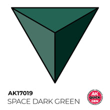 AK Interactive Quick Gen Space Dark Green showing deep, shadowy green tones for sci-fi miniatures and terrain.