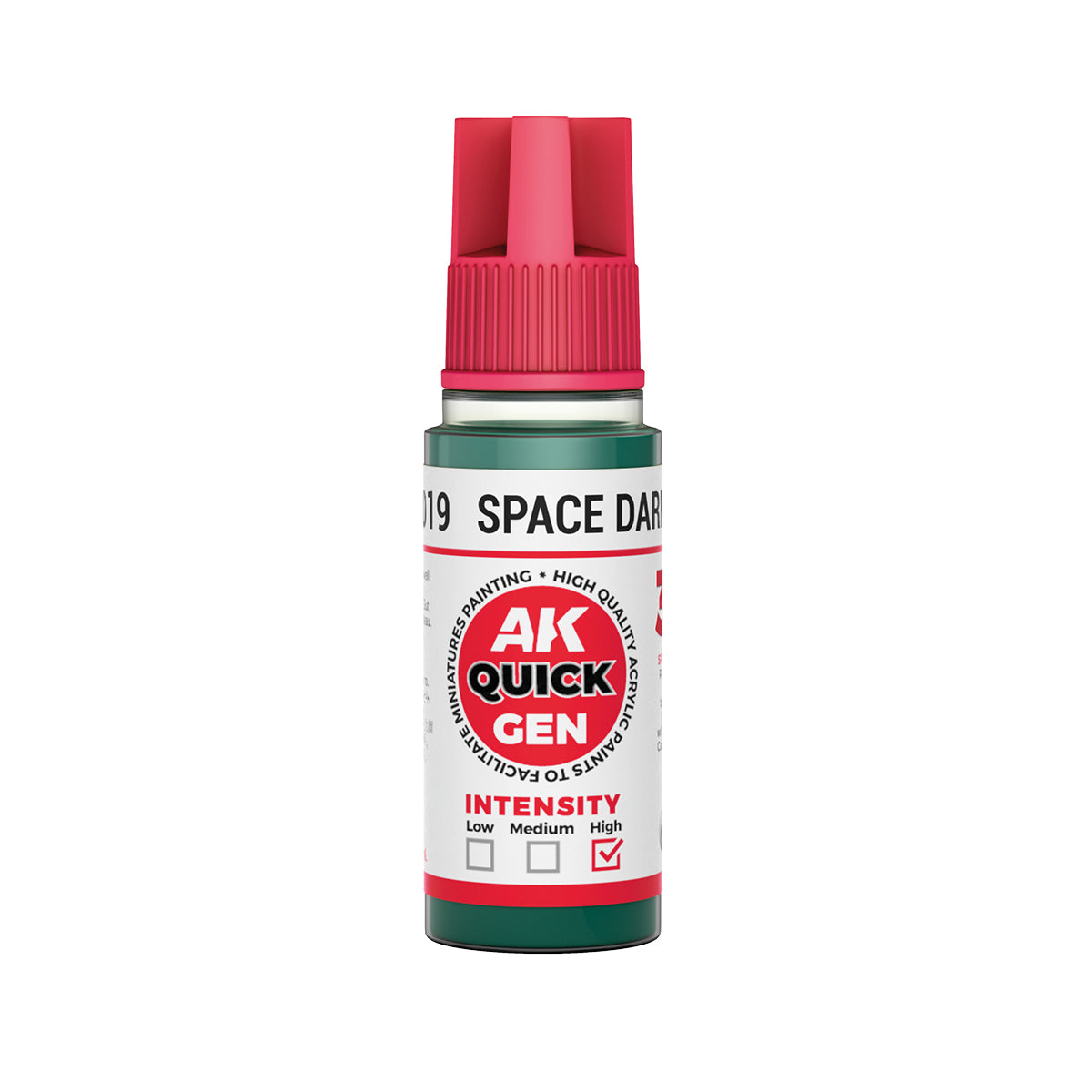 AK Interactive Quick Gen Space Dark Green 18ml acrylic contrast paint for space marines and sci-fi terrain modeling.