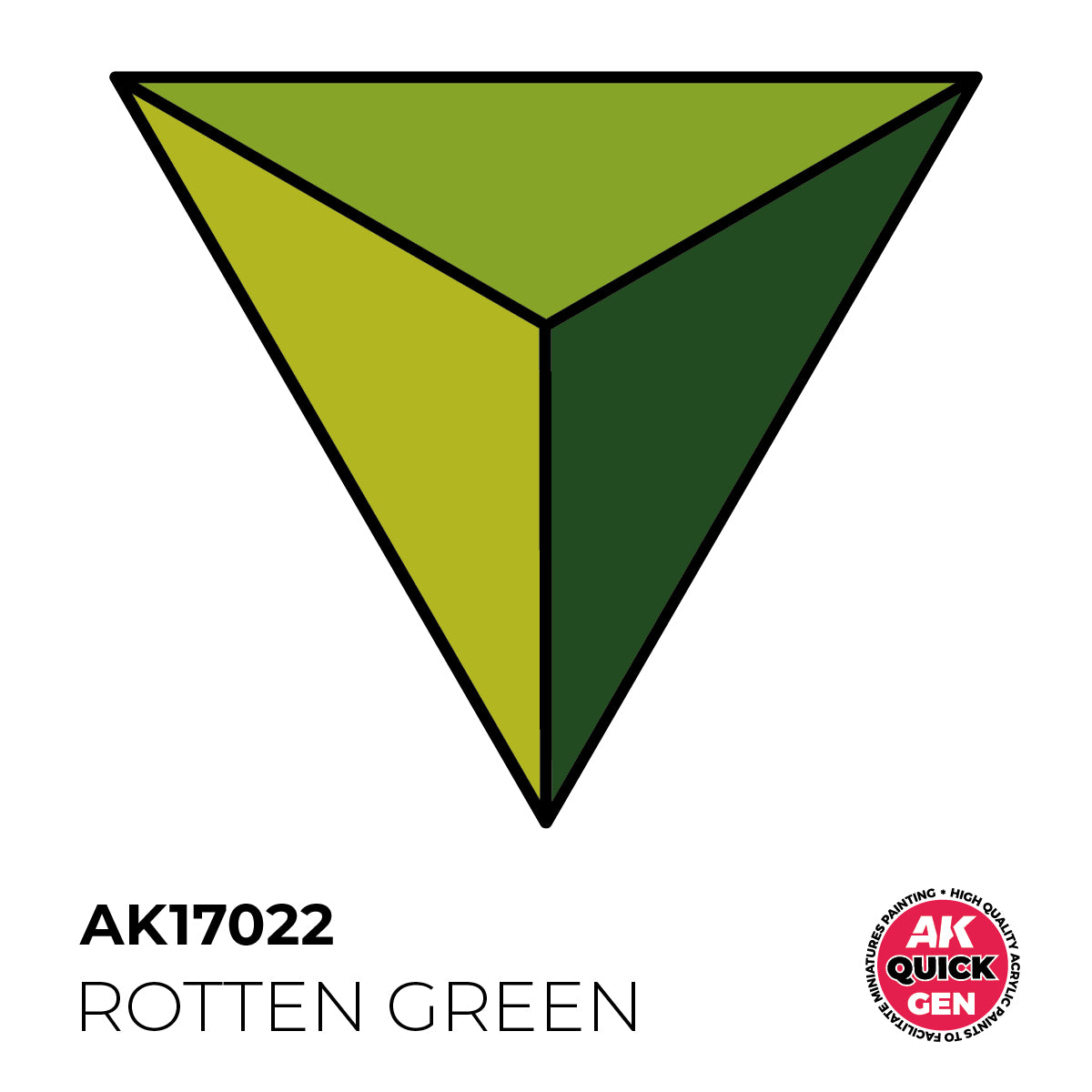 AK Interactive Quick Gen Rotten Green shows a muted, grim green tone for undead, decay, and horror terrain painting.
