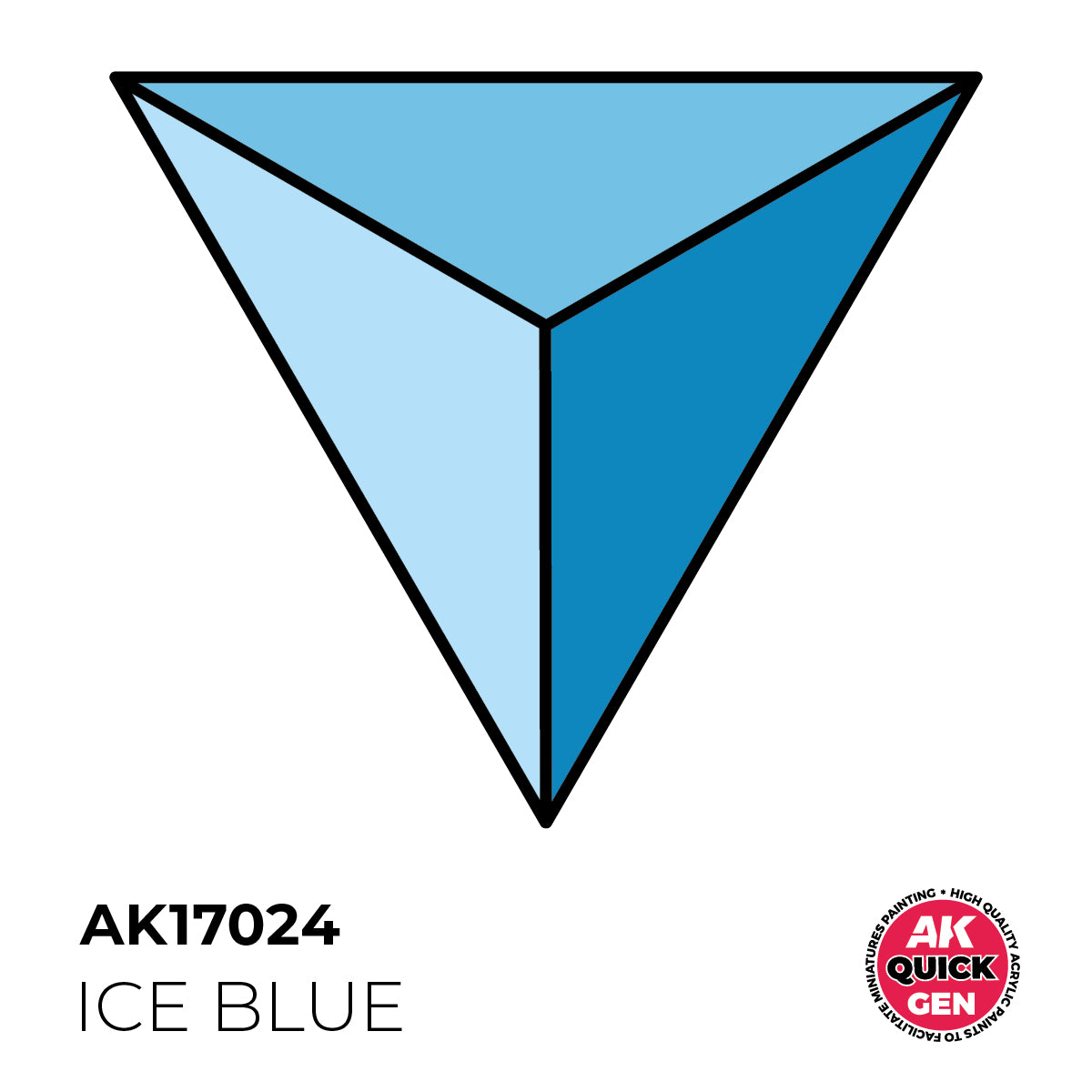 AK Interactive Quick Gen Ice Blue swatch showing pale icy blue shades ideal for frost magic and frozen effects in miniature painting.