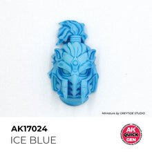 AK Interactive Quick Gen Ice Blue shows a pale cold tone paint sample perfect for icy and magical miniature effects.