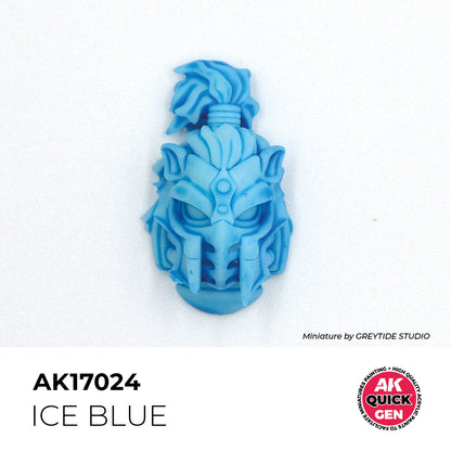 AK Interactive Quick Gen Ice Blue shows a pale cold tone paint sample perfect for icy and magical miniature effects.