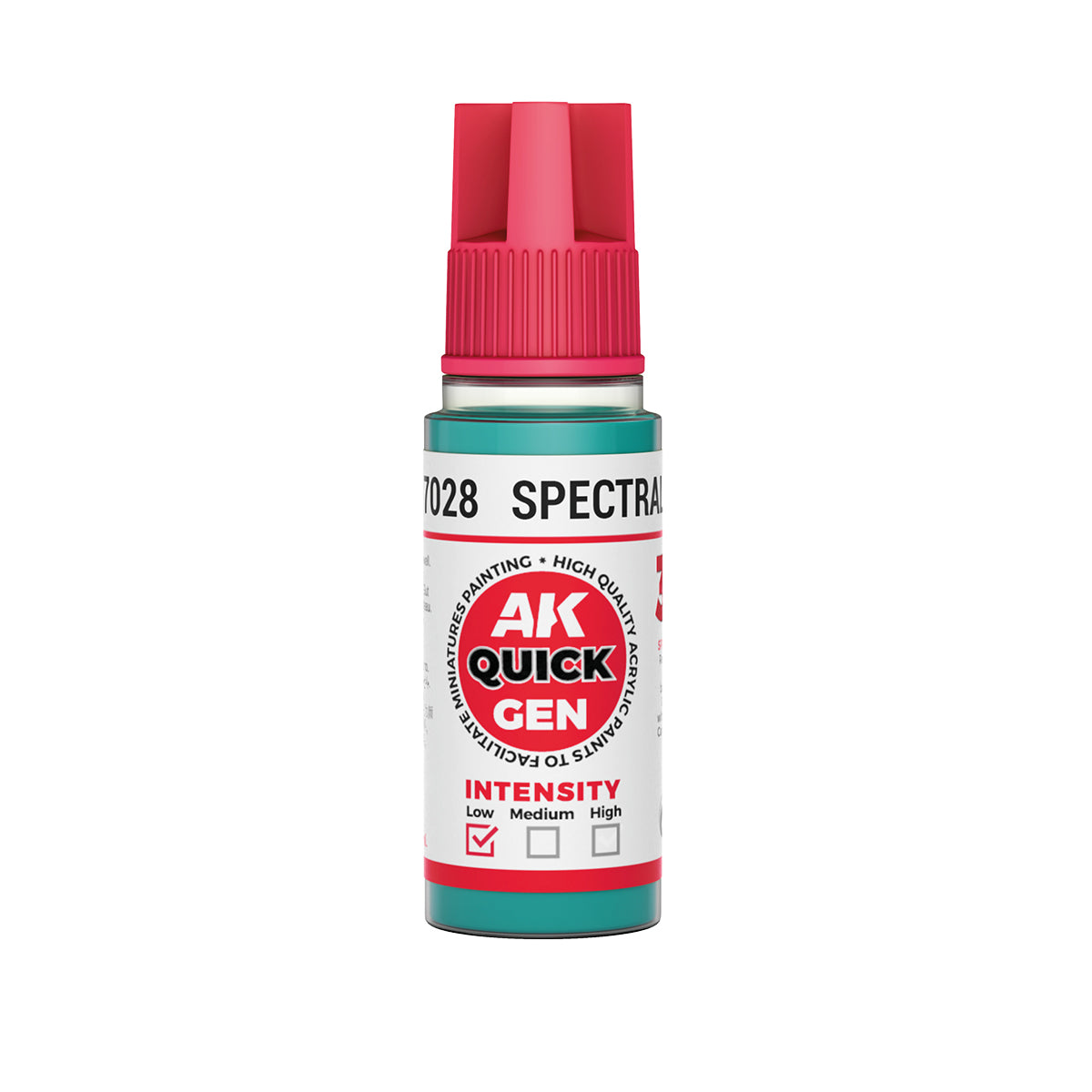AK Interactive Quick Gen Spectral Blue paint bottle with high quality acrylic for vibrant miniature contrast painting.