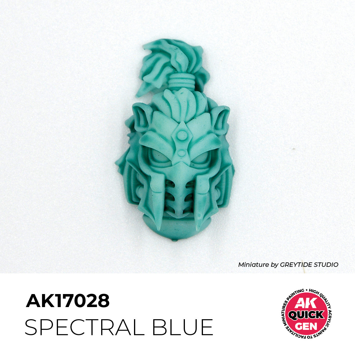 AK Interactive Quick Gen Spectral Blue miniature helmet showcasing vibrant spectral blue contrast paint effects.