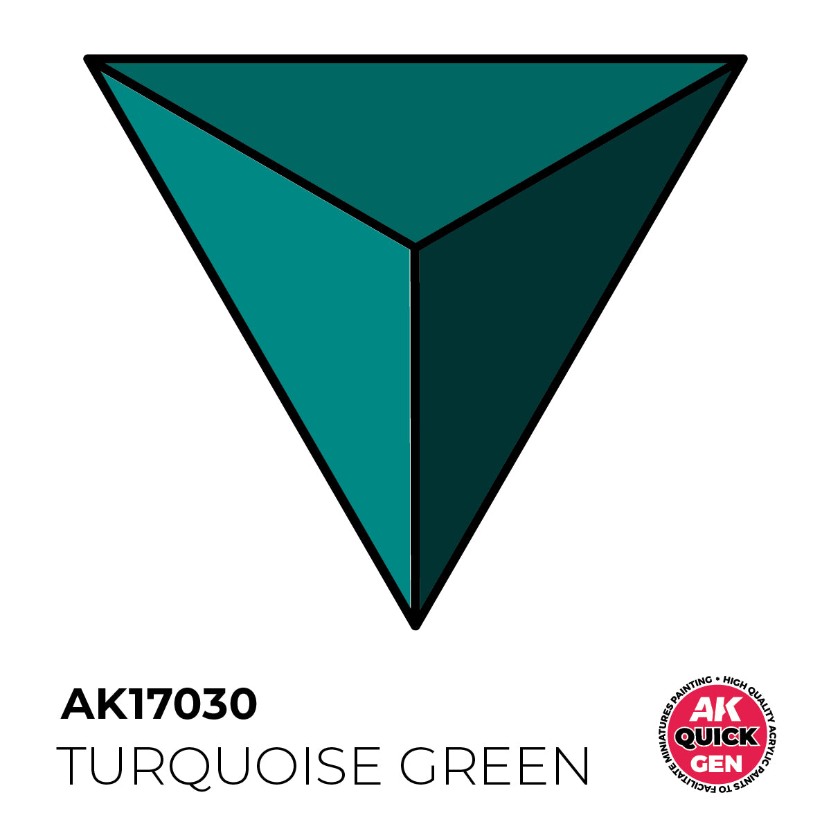AK Interactive Quick Gen Turquoise Green offers vibrant turquoise contrast paint for smooth gradients and rich color depth in miniature painting.