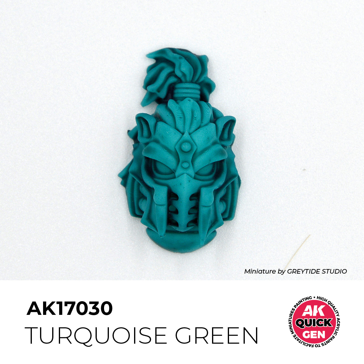 AK Interactive Quick Gen Turquoise Green miniature paint showcasing vibrant turquoise green contrast paint effects.
