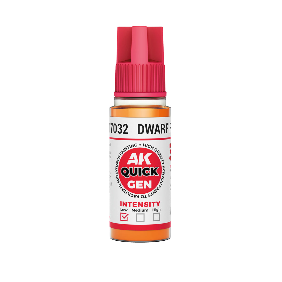 AK Interactive Quick Gen Dwarf Flesh contrast paint in 18ml bottle with warm rosy midrange flesh tone for miniatures