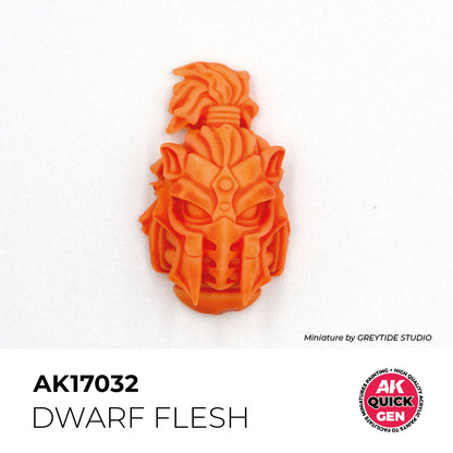 AK Interactive Quick Gen Dwarf Flesh contrast paint bottle with warm rosy skin tone for fantasy miniatures.