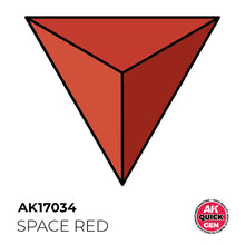 AK Interactive Quick Gen Space Red shows a sharp, matte, opaque red for sci-fi armor and futuristic miniature details.