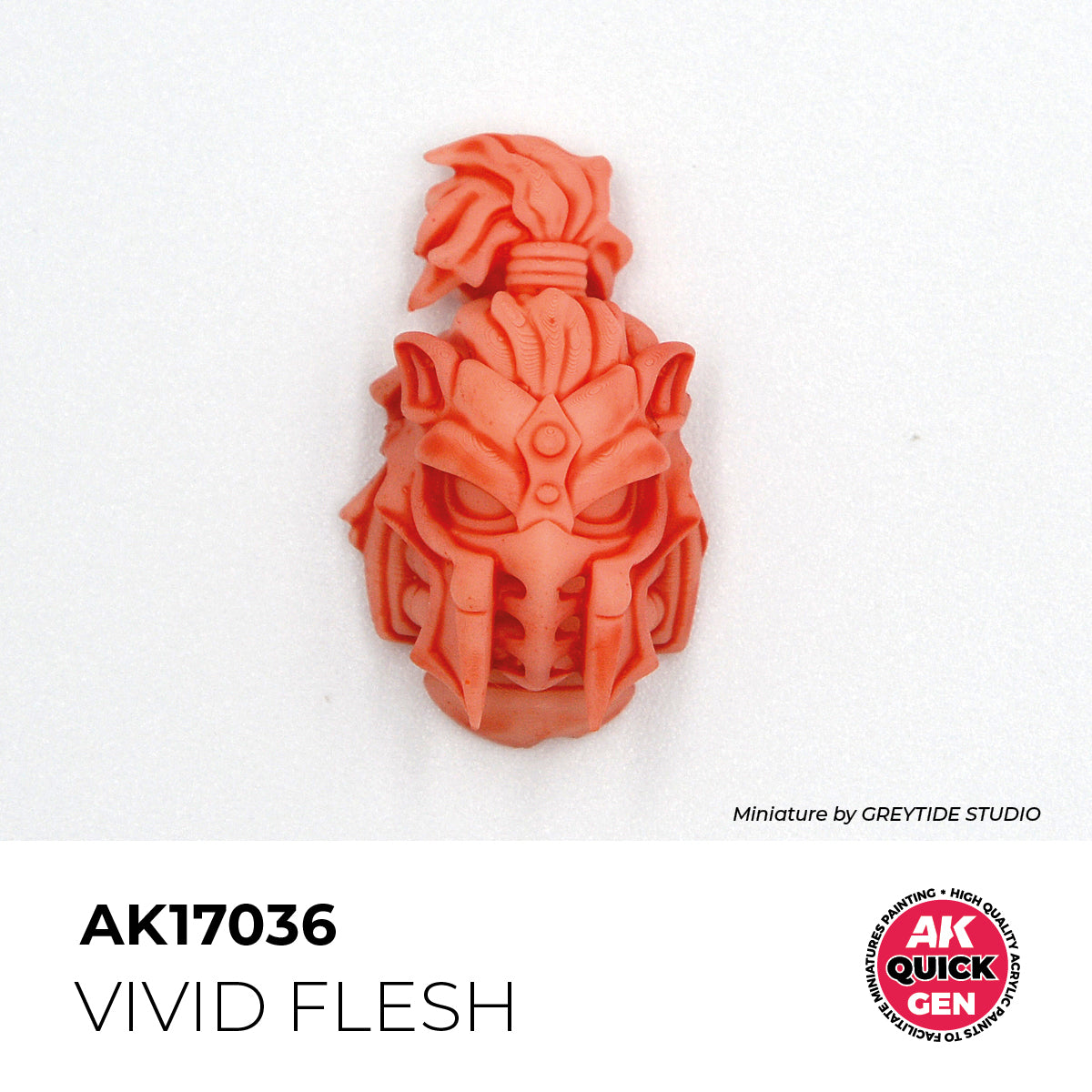 AK Interactive Quick Gen Vivid Flesh miniature helmet painted with bright, warm flesh tone for stylized figures.