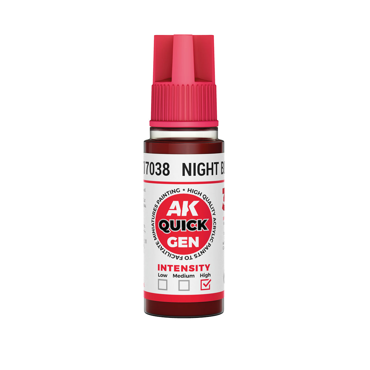 AK Interactive Quick Gen Night Blood contrast paint bottle with deep purple-red tone for gothic and horror miniatures.