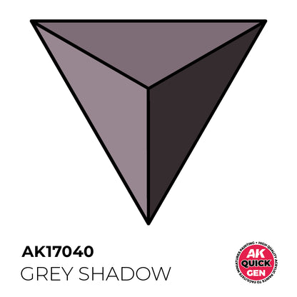 AK Interactive Quick Gen Grey Shadow showing a balanced mid-grey tone with matte finish for shadow bases and terrain effects.